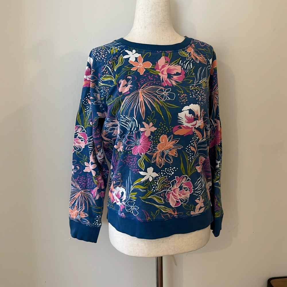 Blue Colorful Floral Print Top